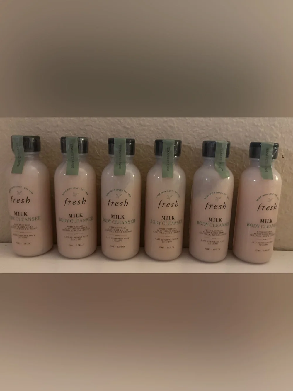 Bundle of 6 Travel Sized Fresh Milk Body Cleanser - 2.5 fl oz ea 15oz. Total